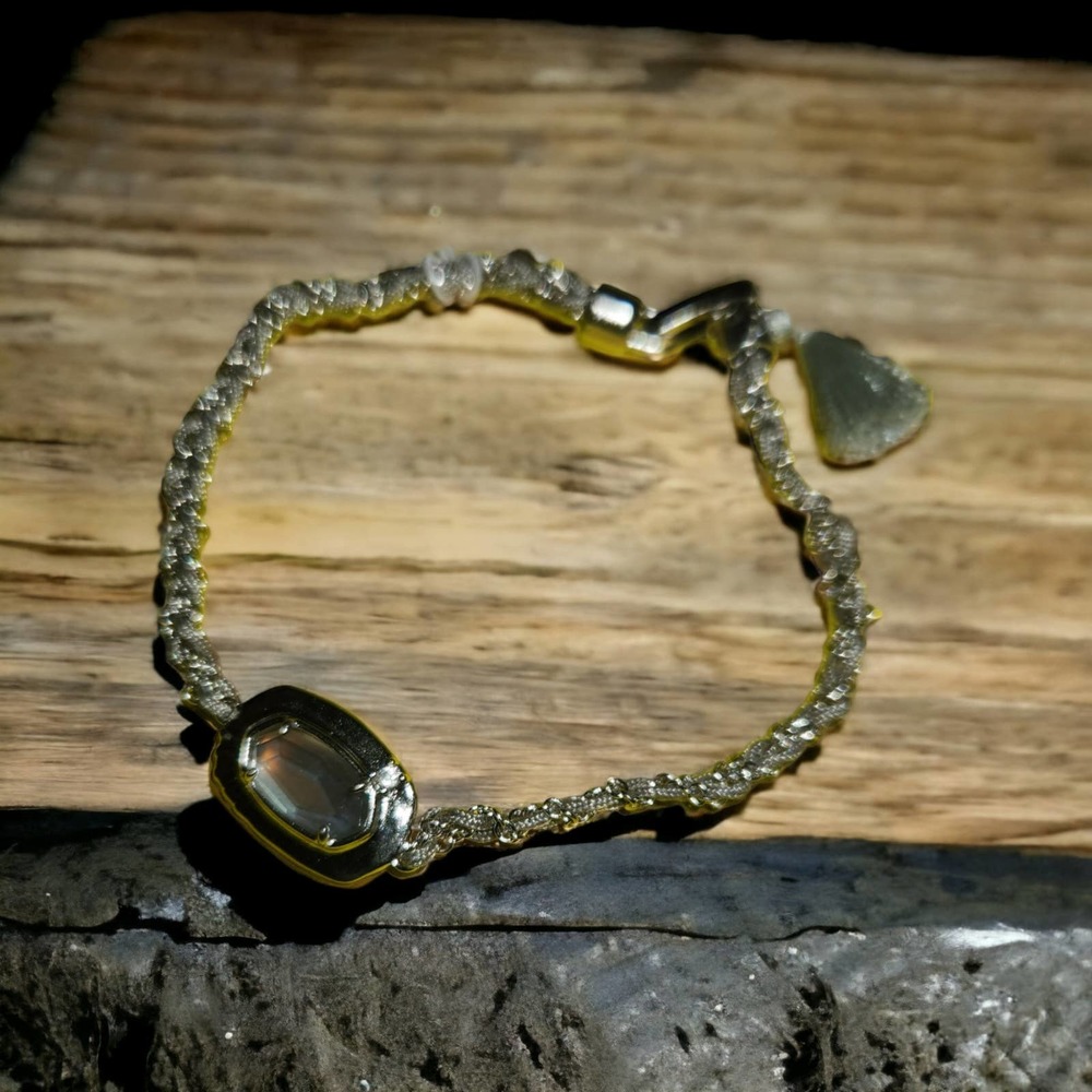 New Kendra Scott Anna Friendship bracelet Rhodium Grey Illusion